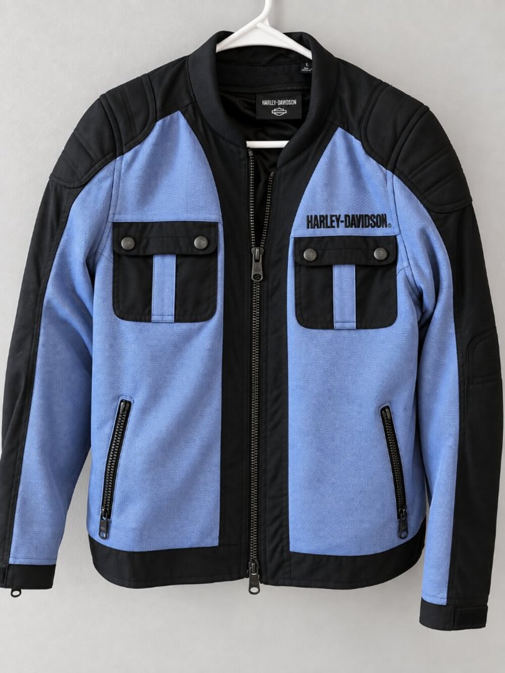 Harley-Davidson Women's Zephyr Mesh Motorcycle Jacket Large Colony Blue Black 97 - Picture 1 of 9